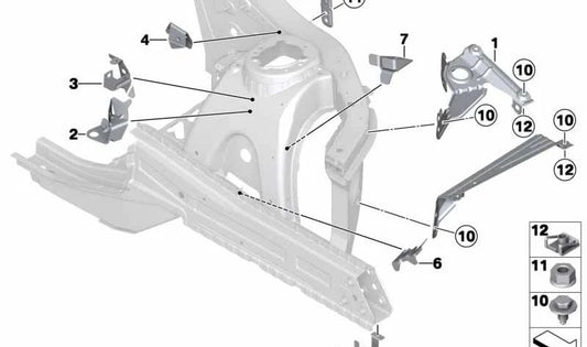 Soporte Amortiguador de Gas Izquierdo para BMW F25, F26 (OEM 41117267095). Original BMW