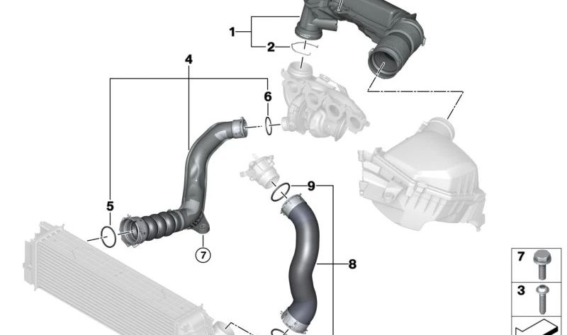 Junta Moldeada para BMW Serie 1 F40, F52, F70, Serie 2 F44, F45, F46, G87, U06, Serie 3 G80, G81, Serie 4 G82, G83, X1 F48, F49, U11, X2 F39, U10, X3 F97, X4 F98, MINI F54, F55, F56, F57, F60, F65, U25 (OEM 13718473161). Original BMW