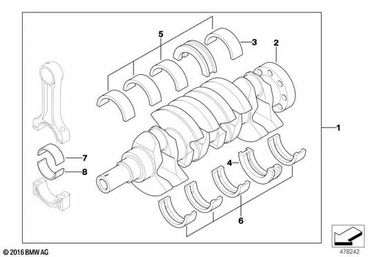 Cigüeñal sin cojinetes para BMW E46 (OEM 11217790266). Original BMW