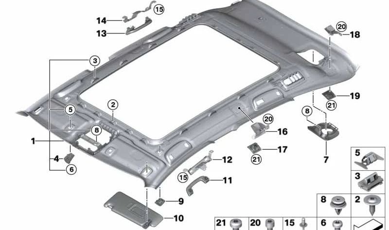 Tapa de red separadora trasera izquierda para BMW F45 (OEM 51477391003). Original BMW