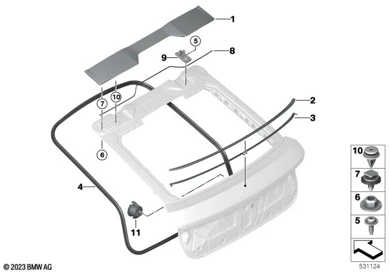 Adjustment element for BMW X4 F98, G02, X6 F96, G06, XM G09 (OEM 51627483707). Genuine BMW