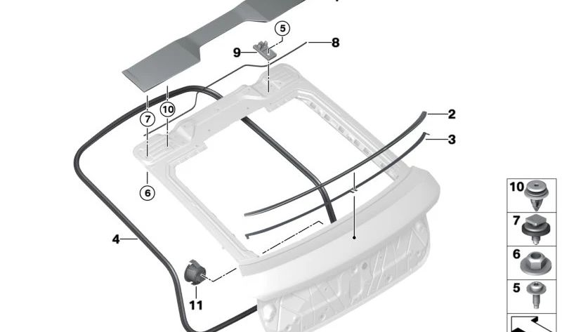 Alerón trasero para BMW F96, G06 (OEM 51628084544). Original BMW