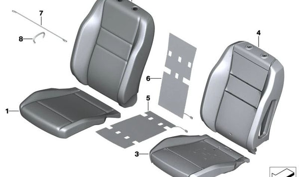 Funda de respaldo de asiento en tela OEM 52105A44732 para BMW U06. Original BMW.