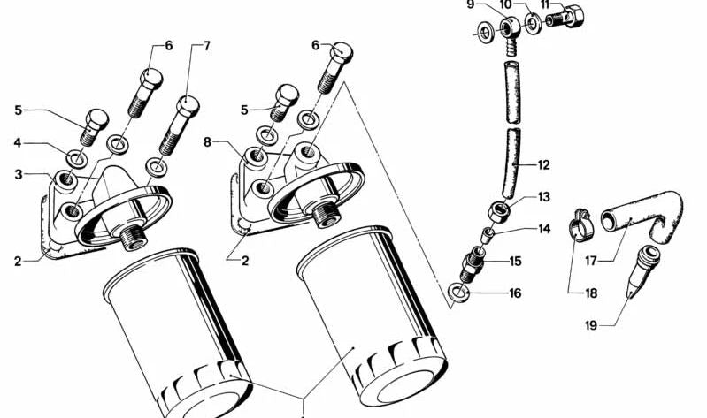 Ring connector (Ringstutzen) OEM 11421254050 for BMW E12 (all compatible versions). Original BMW.