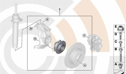 Front wheel bearing repair kit for BMW I01, I01N (OEM 31208860984). Original BMW