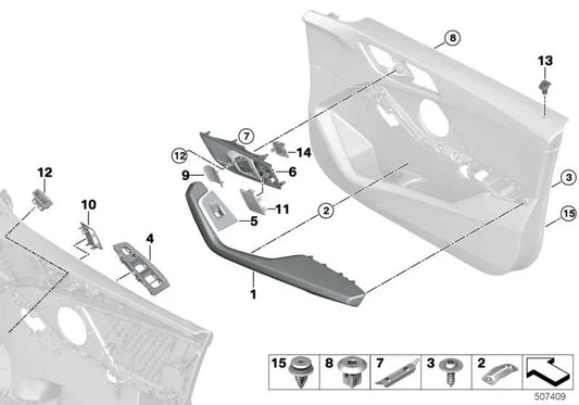 Front Right Armrest for BMW 1 Series F40, 2 Series F44 (OEM 51419875548). Original BMW