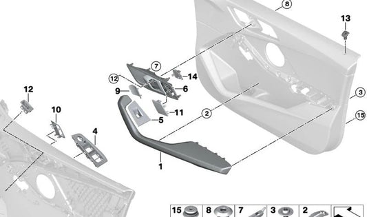 Front right door lock cover for BMW 1 Series F40, 2 Series F44 (OEM 51417949812). Original BMW