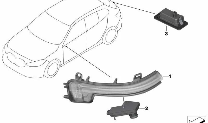 OEM -Registrierungsleuchte 63267410302 für BMW F40, F90, G30, G31. Original BMW.