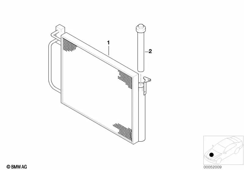 Repuesto de secado para BMW Serie 1 E81, E82, E87, E88, Serie 3 E90, E91, E92, E93, X1 E84, X5 E53 (OEM 64536942025). Original BMW.