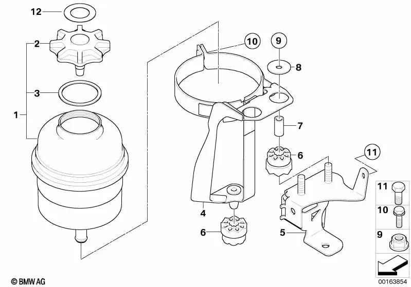 Soporte de Depósito de Aceite para BMW Serie 5 E60, E61, Serie 6 E63, E64 (OEM 32416760250). Original BMW.