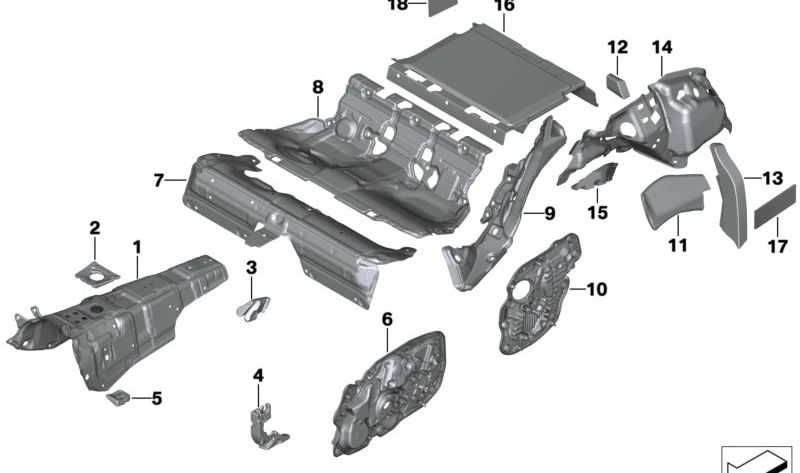 Rear left acoustic cover for BMW 4 Series G26 (OEM 51007499227). Original BMW.