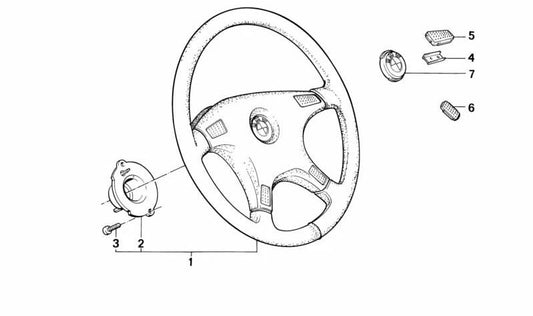 Leather Steering Wheel for BMW E34, E32 (OEM 32331158707). Original BMW