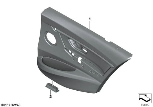 Revestimiento de puerta de cuero trasero izquierdo para BMW Serie 3 F30N, F31N (OEM 51428070249). Original BMW.