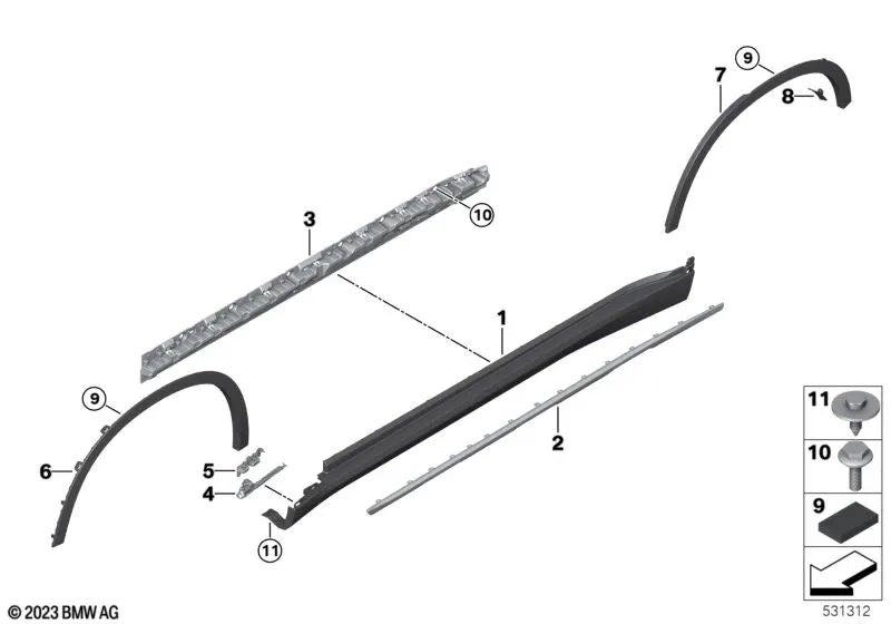 Aleta delantera derecha para BMW X5 G05, G05N (OEM 51777441058). Original BMW