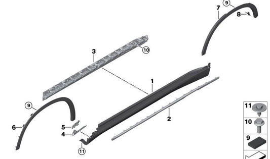 Soporte módulo de luz izquierdo para BMW X5 G05, G18 (OEM 63147946661). Original BMW