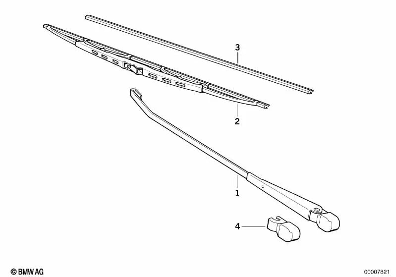 Left wiper arm for BMW E24 (OEM 61611367491). Original BMW