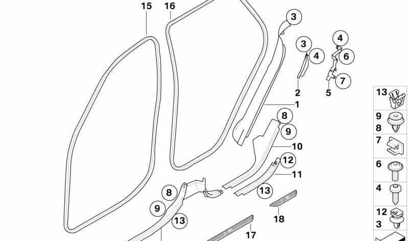 Tira de cubierta entrada delantera izquierda para BMW X5 E70 (OEM 51476969501). Original BMW