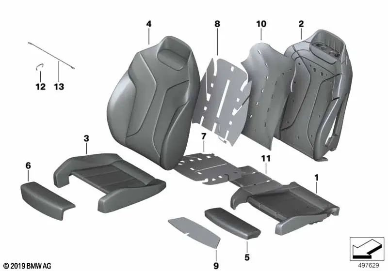 Funda de respaldo asiento de confort cuero derecha para BMW Serie 8 G15 (OEM 52107948902). Original BMW