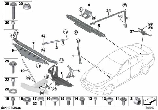 Apoyo de chapa del suelo trasero para BMW F01, F02, F04 (OEM 51617211020). Original BMW.