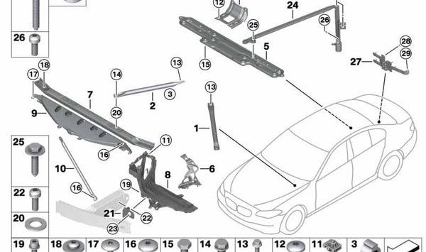 Soporte derecho para BMW F01, F02, F04 (OEM 51645A986C2). Original BMW