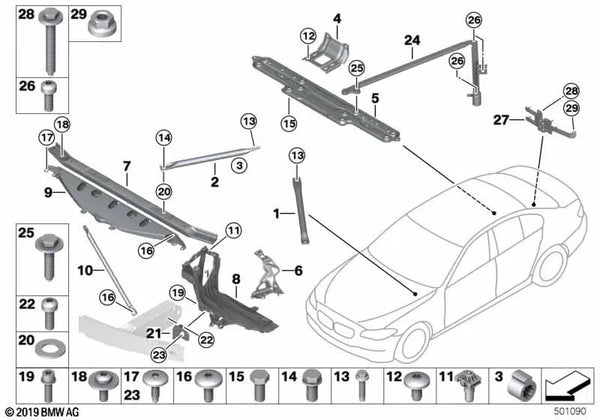 Portador de conexión túnel trasero para BMW F07, F18, F01, F02, F04 (OEM 51617209856). Original BMW.