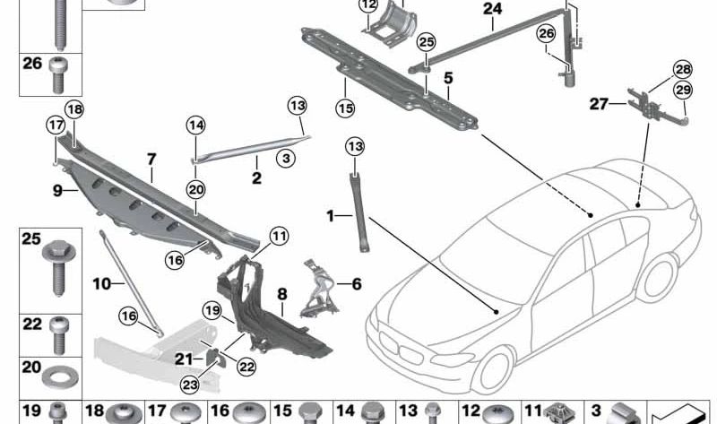 Suporte à esquerda da OEME 51647187097 para BMW F01, F02. BMW original.