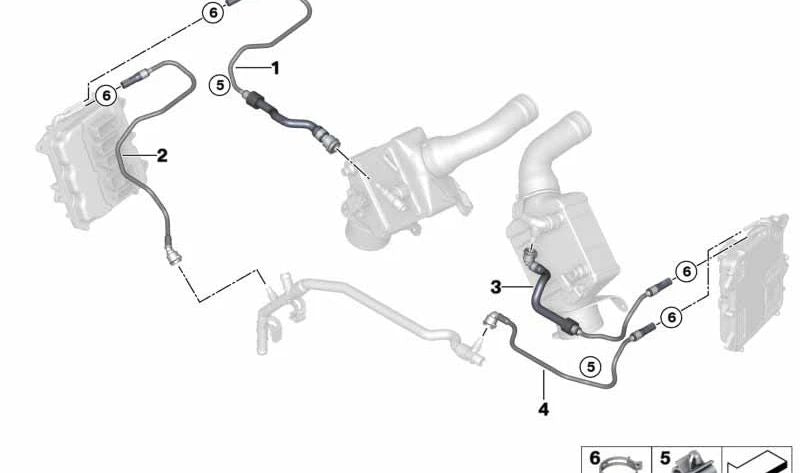 Tubo de radiador (manguera de refrigerante) OEM 17127619723 para BMW F07, F10, F11, F06, F12, F13. Original BMW.