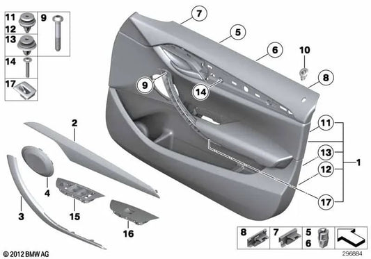 Revestimiento de puerta de cuero delantero derecho para BMW E84 (OEM 51417327196). Original BMW