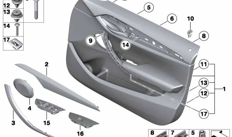 Revestimiento de puerta de cuero delantero izquierdo para BMW E84 (OEM 51417327201). Original BMW.