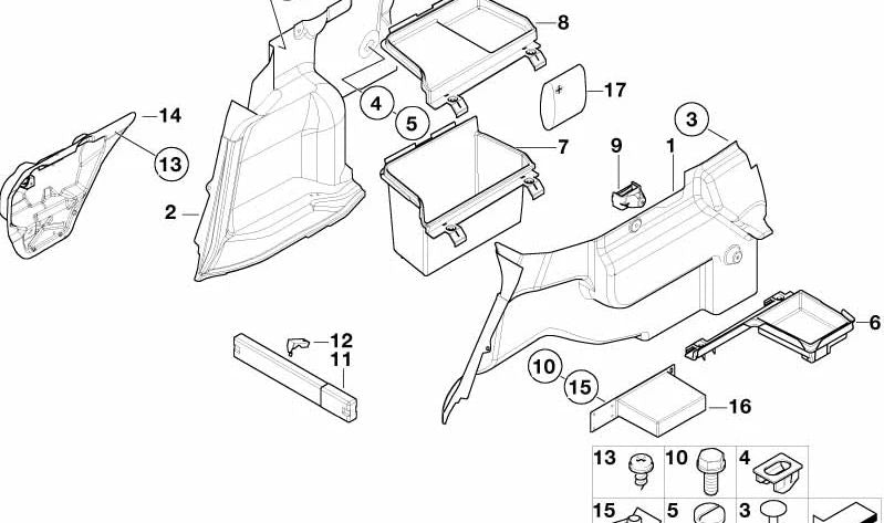 Cubierta interior izquierda trasera para BMW Serie 3 E46 (OEM 51488228987). Original BMW