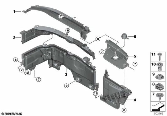 Soporte portabaterías para BMW F45, F45N, F46, F46N, MINI F54, F54N (OEM 51717351482). Original BMW