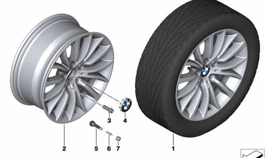 Llanta de Aluminio Plata Reflex para BMW Serie 5 F10, F11, Serie 6 F06, F12, F13 (OEM 36116883414). Original BMW