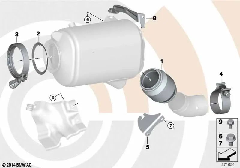 Soporte de catalizador cercano al motor para BMW Serie 3 E90, E91, E92, E93, Serie 5 E60, E61, Serie 6 E63N, E64N, X3 E83, X5 E70, X6 E71 (OEM 18207795984). Original BMW