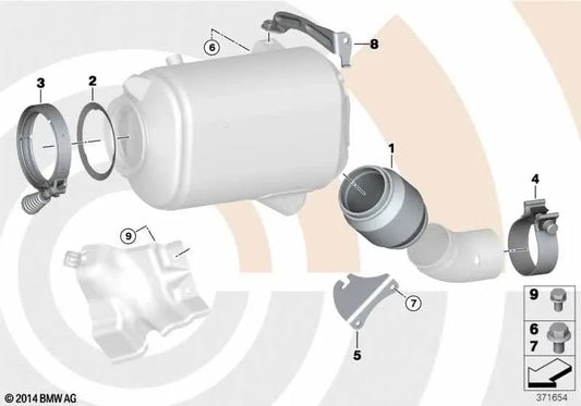 Catalytic converter support near the engine for BMW 3 Series E90, E91, E92, E93, 5 Series E60, E61, 6 Series E63N, E64N, X3 E83, X5 E70, X6 E71 (OEM 18207795984). Genuine BMW