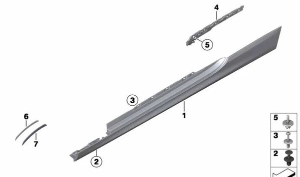 Cubierta inferior lateral derecha OEM 51777265202 para BMW F12, F13. Original BMW.