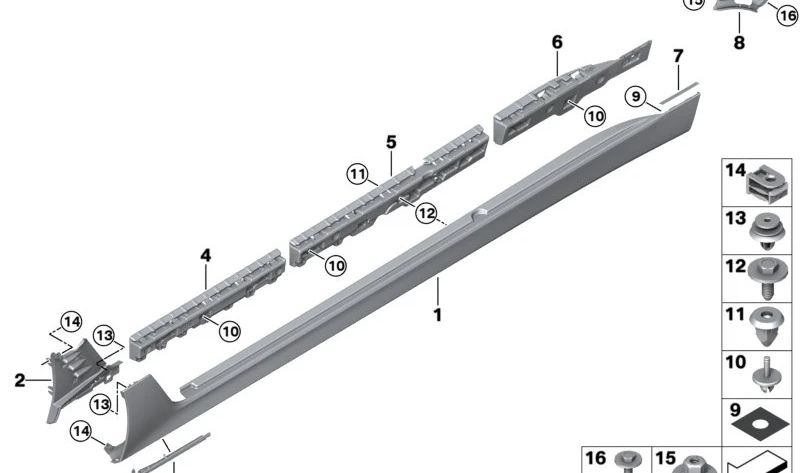 Faldón lateral derecho imprimado OEM 51777485850 para BMW Serie 6 Gran Turismo (G32). Original BMW.