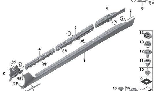 Faldón lateral izquierdo imprimado OEM 51777485849 para BMW G32 (Serie 6 Gran Turismo). Original BMW