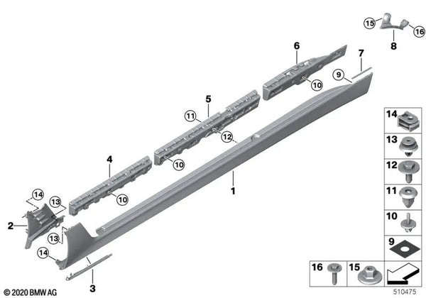 Soporte módulo de luz derecho para BMW G32, G32N (OEM 63177418336). Original BMW