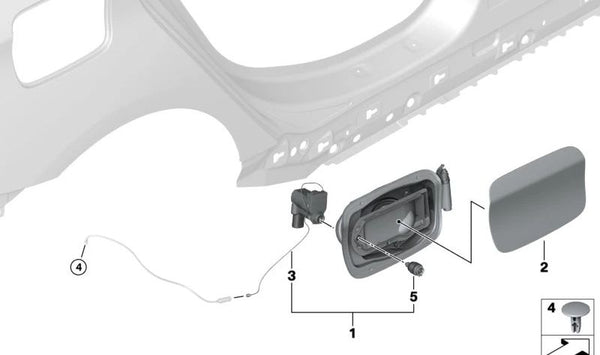 Tapa de llenado imprimada para BMW Serie 2 F46, F46N (OEM 51177332407). Original BMW