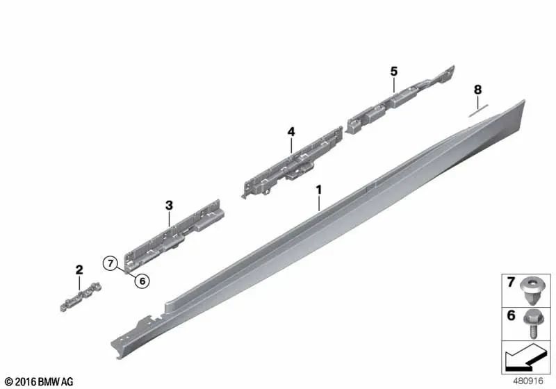 Door sill protector for BMW 4 Series F36, F36N (OEM 51778061488). Original BMW.