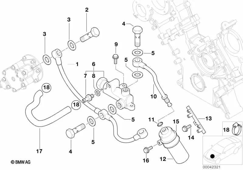 Support for BMW E39 5 Series, E52 Z8 (OEM 11361407880). Genuine BMW.