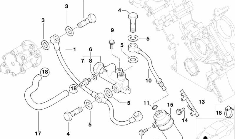 Acumulador de presión OEM 11361407879 para BMW E39, E52. Original BMW.