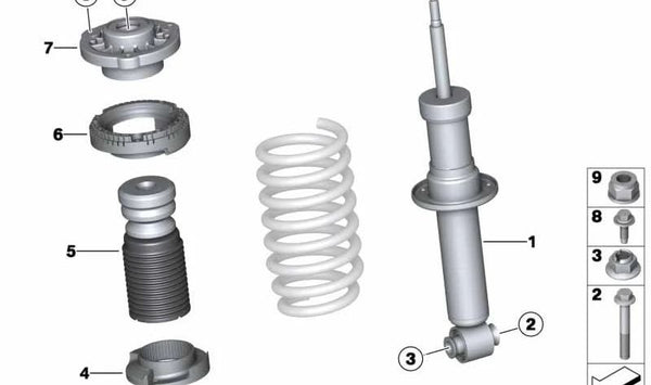 Amortiguador trasero para BMW F25, F26 (OEM 33526796422). Original BMW