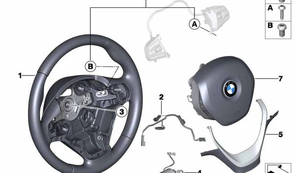 Volante deportivo de cuero OEM 32306863342 para BMW F20, F21, F22, F23, F30, F31, F34, F35, F32, F33, F36. Original BMW.