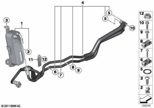 Enfriador de aceite de transmisión para BMW Serie 1 F20, F21 Serie 3 F30, F31, F35 (OEM 17227604979). Original BMW.