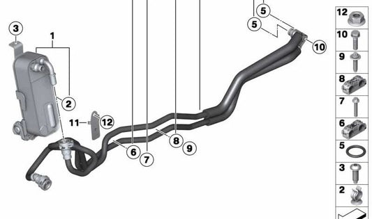 Tipe de refroidisseur d'huile de transmission pour la série BMW 3 F30, F31, 4 Série F32, F33, F36 (OEM 17227604983). BMW d'origine.