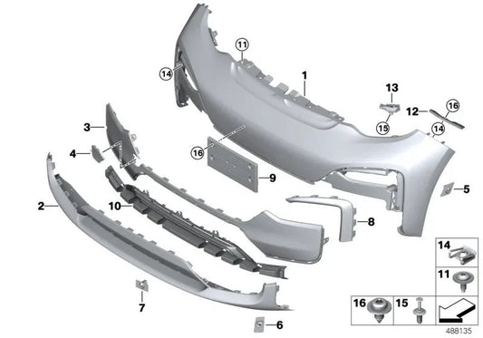 Revestimiento paragolpes imprimado delantero para BMW i I01N (OEM 51117462276). Original BMW.