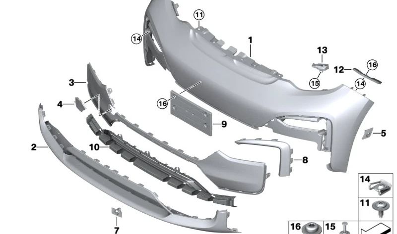 Front Primed Bumper Cover for BMW I01N (OEM 51117462278). Original BMW