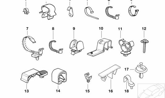 Cable clip for BMW 3 Series E36, E46 (OEM 61138355070). Genuine BMW