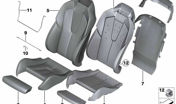 Funda de cuero original para asiento deportivo izquierdo OEM 52108052983 para BMW F06, F12, F13.